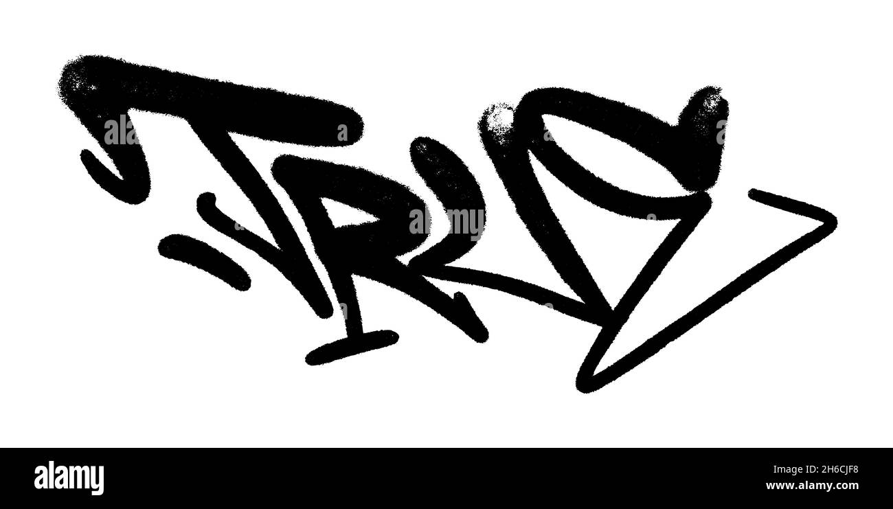 Vector illustration Black graffiti tag lettering aerosol can spray