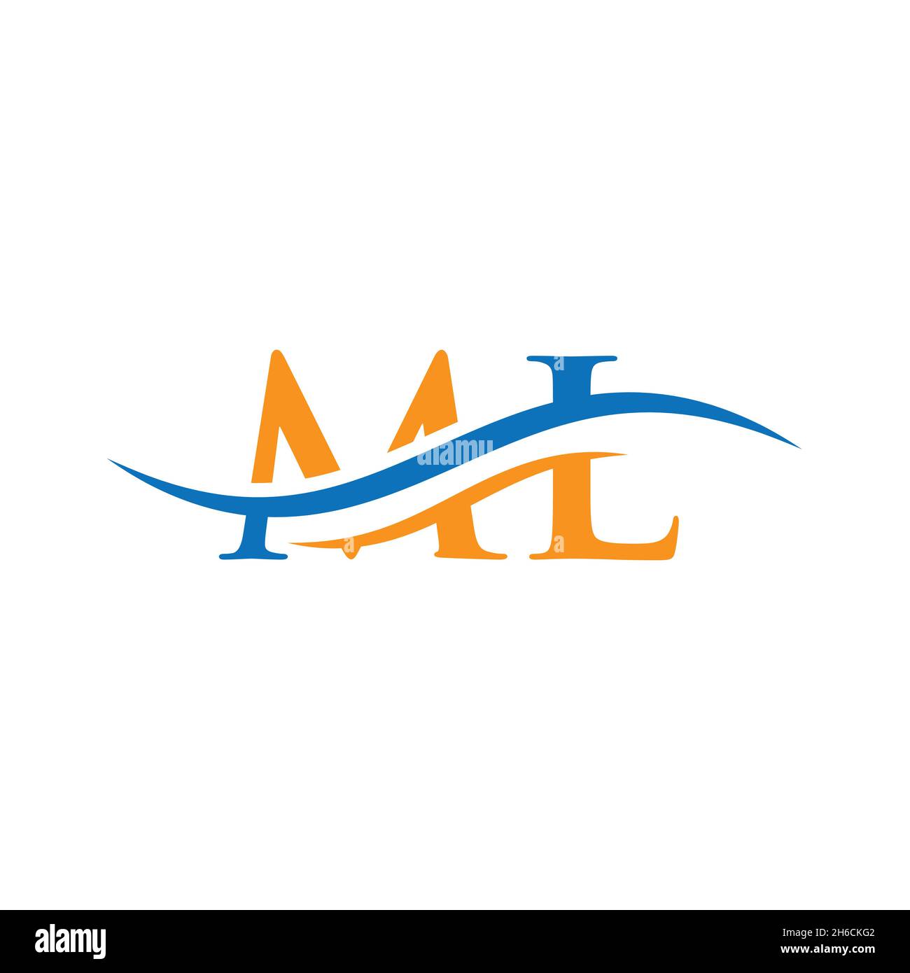 Premium Letter ML Logo Design with water wave concept. ML letter logo design with modern trendy Stock Vector