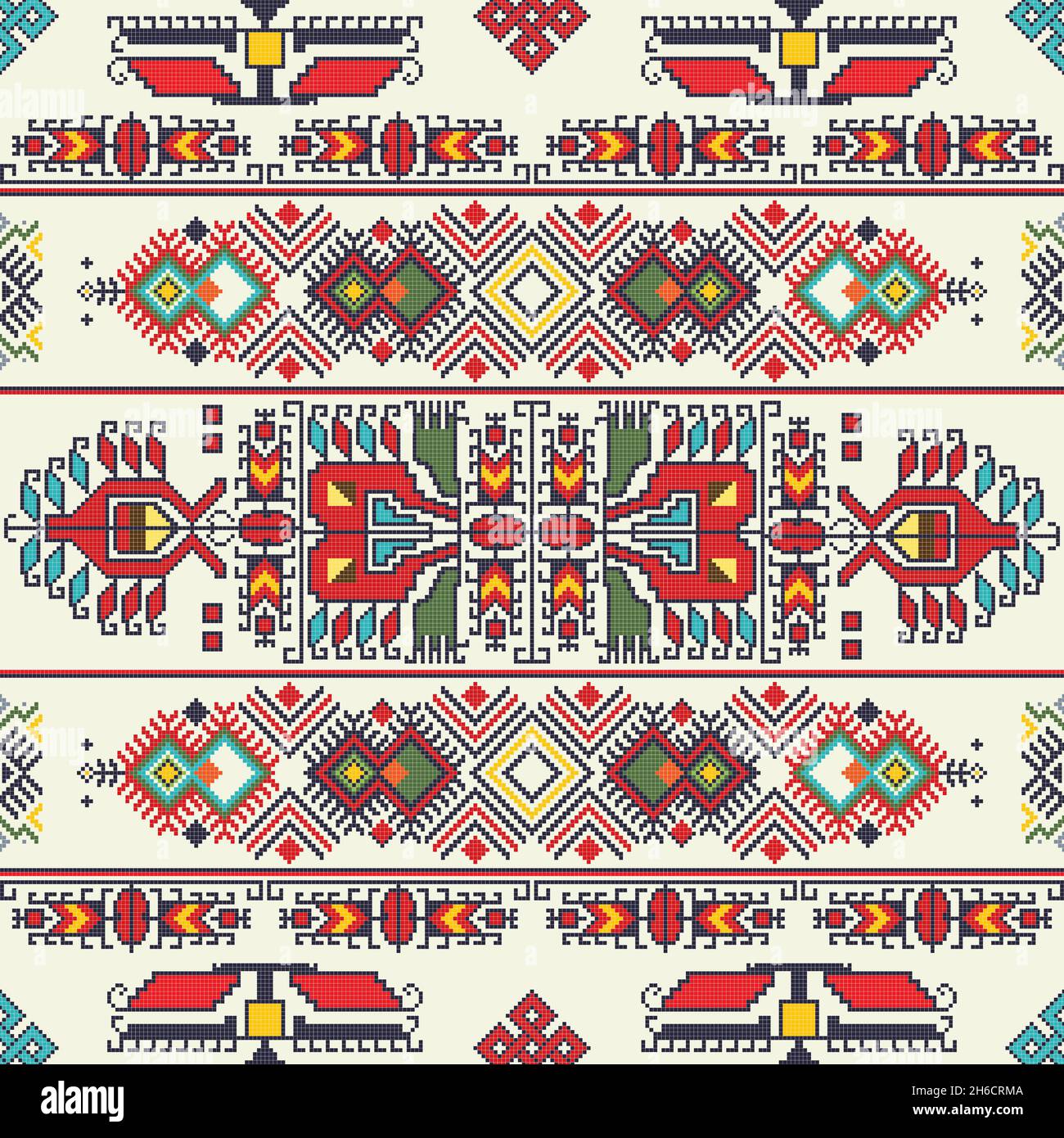 Traditional Bulgarian embroidery vector pattern Stock Vector Image & Art -  Alamy