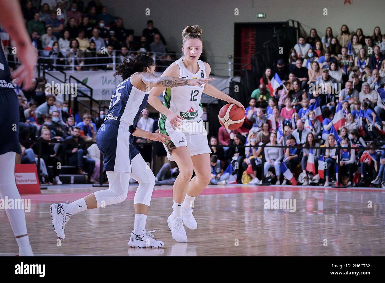 Villeneuve-d'Ascq, France. Nov 14 2021: Laura JUSKAITE (12) of Lithuania during the FIBA Women's EuroBasket 2023, Qualifiers Group B Basketball match between France and Lithuania on November 14, 2021 at Palacium in Villeneuve-d'Ascq, France - Photo: Ann-dee Lamour/DPPI/LiveMedia Credit: Independent Photo Agency/Alamy Live News Stock Photo