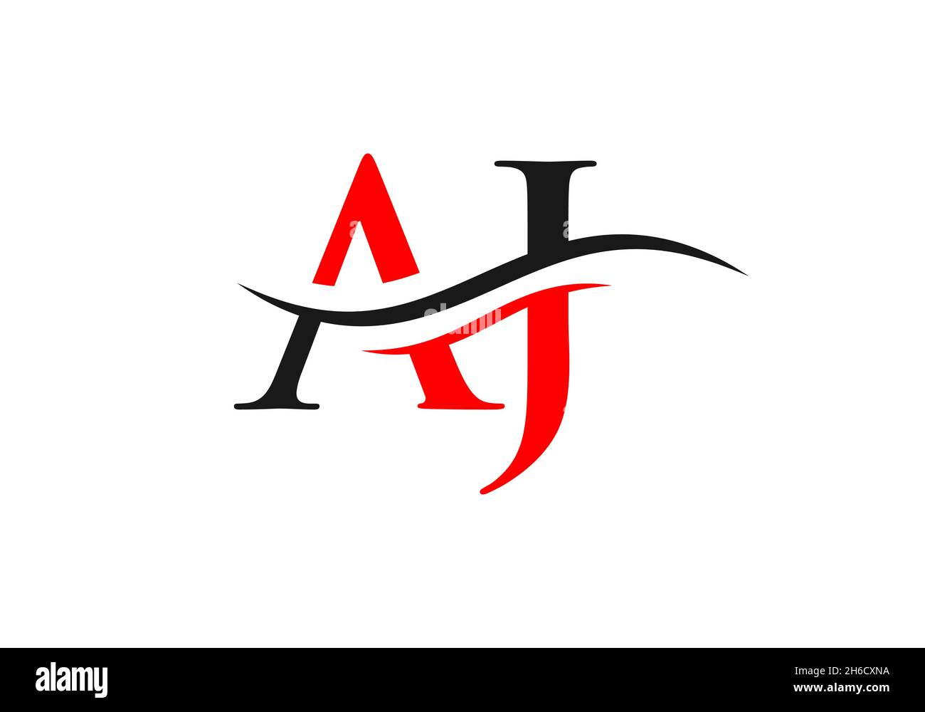 Water Wave AJ Logo Vector. Swoosh Letter AJ Logo Design for business and company identity. Stock Vector
