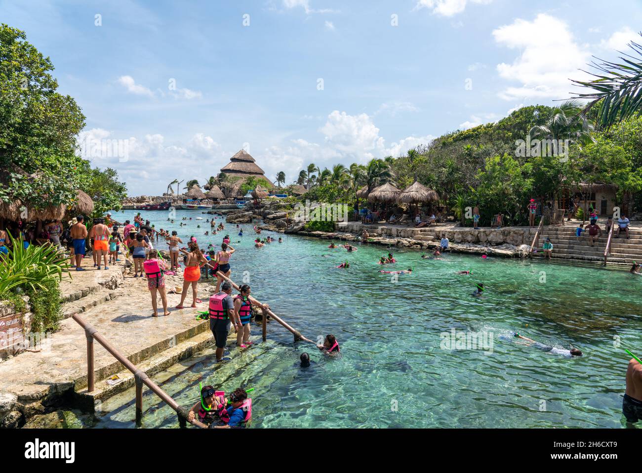 Cancun, Mexico September 13, 2021 Snorkeling at XCaret park on the
