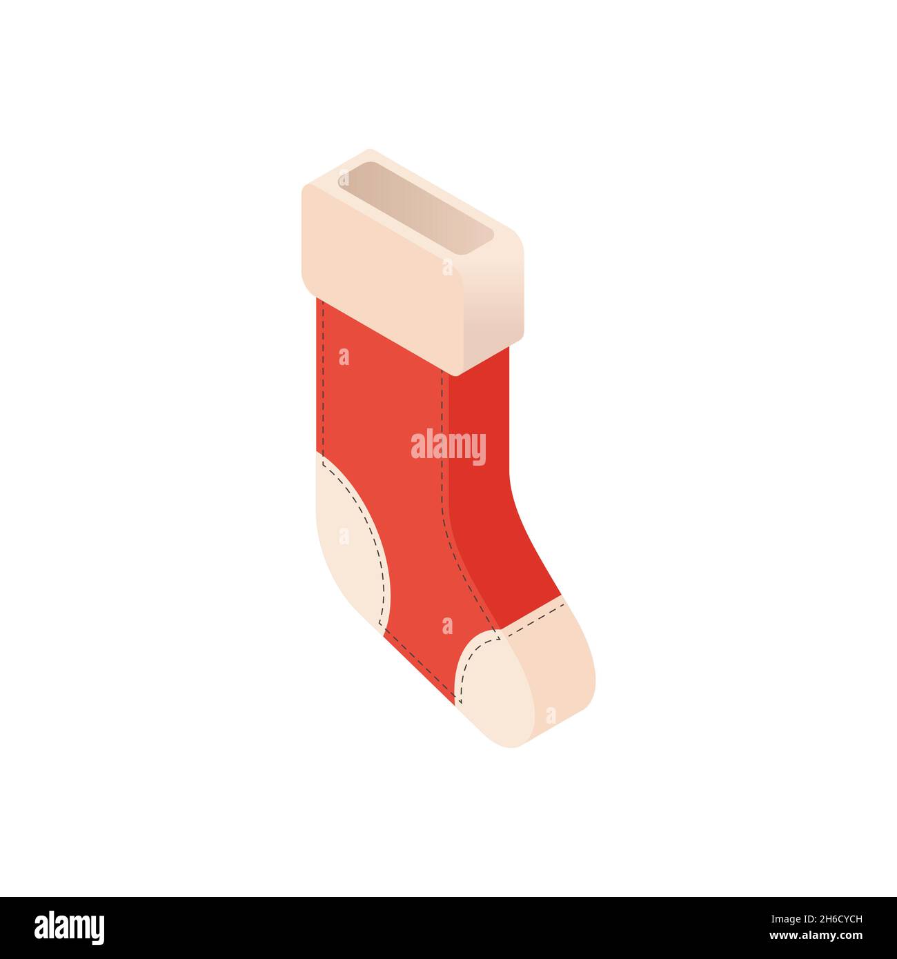 Isometric Christmas Stocking. 3D icon vector illustration Stock Vector