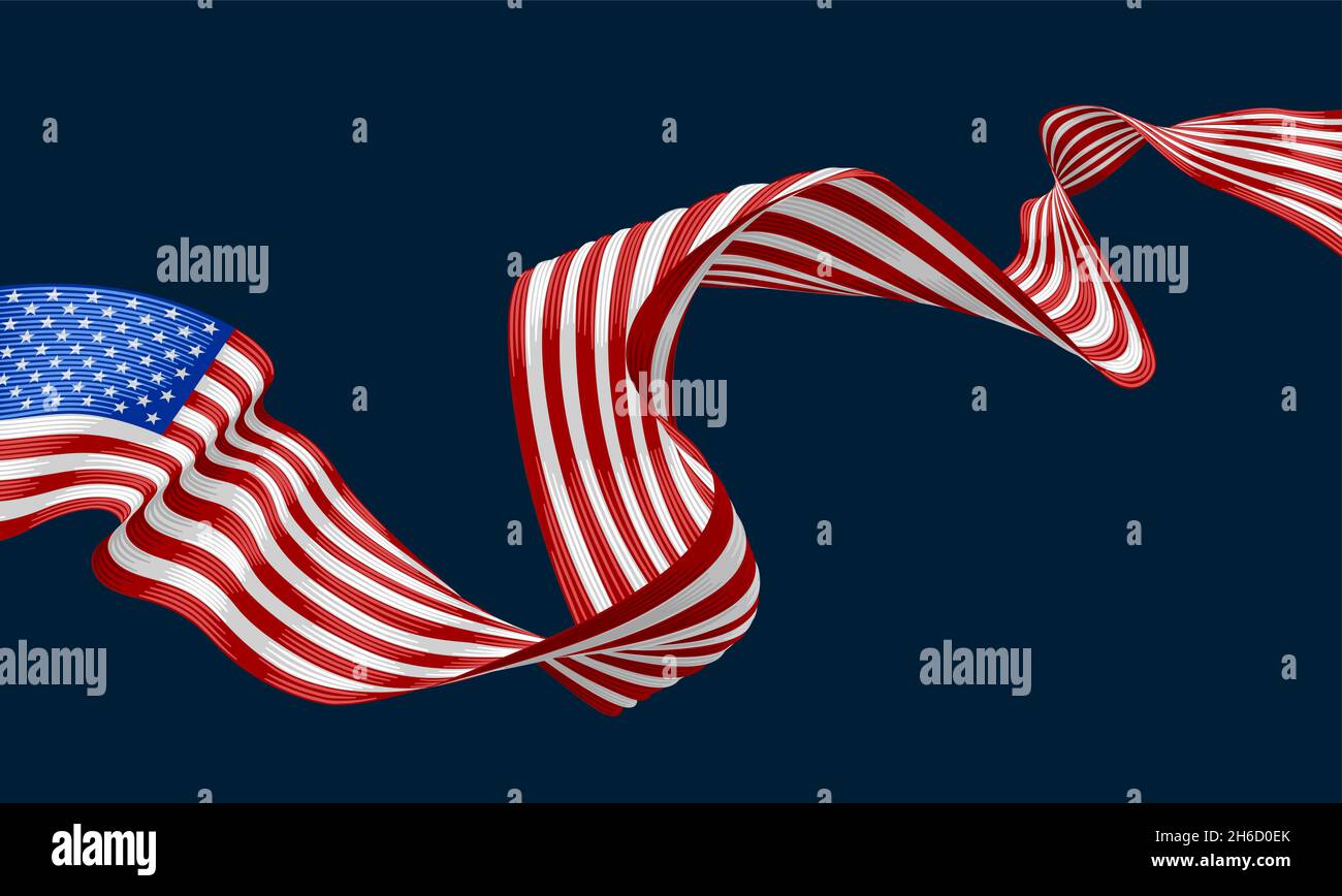 American Flag Engraved Vintage Woodcut Style Stock Vector Image & Art ...