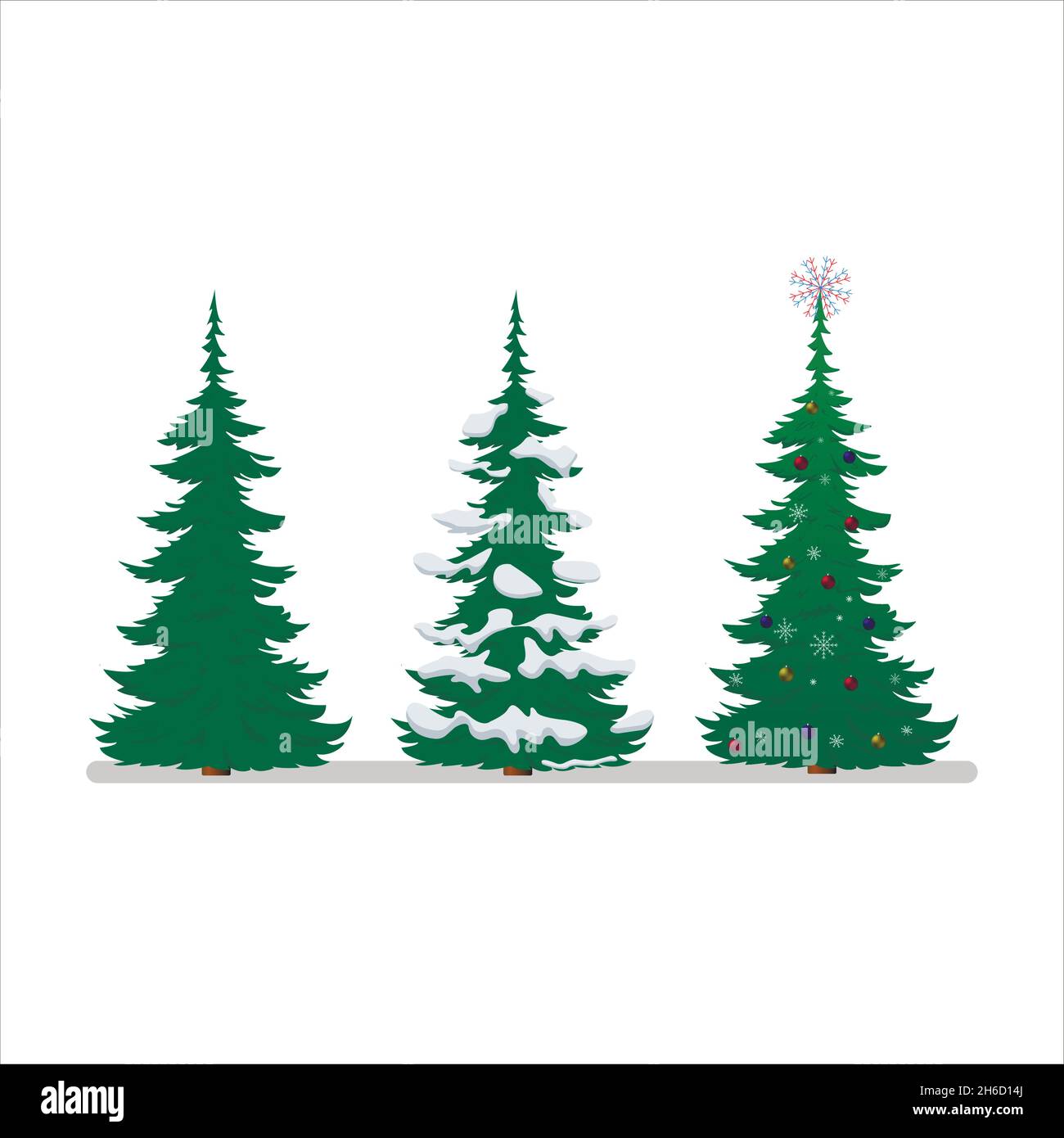 Set of realistic vector illustrations of green Christmas tree isolated ...