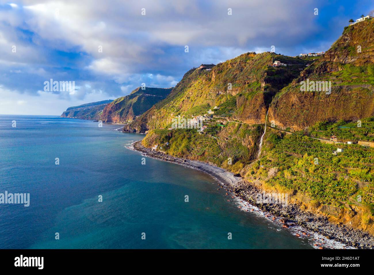 Aerial view of the scenic coastline of Madeira, Portugal Stock Photo