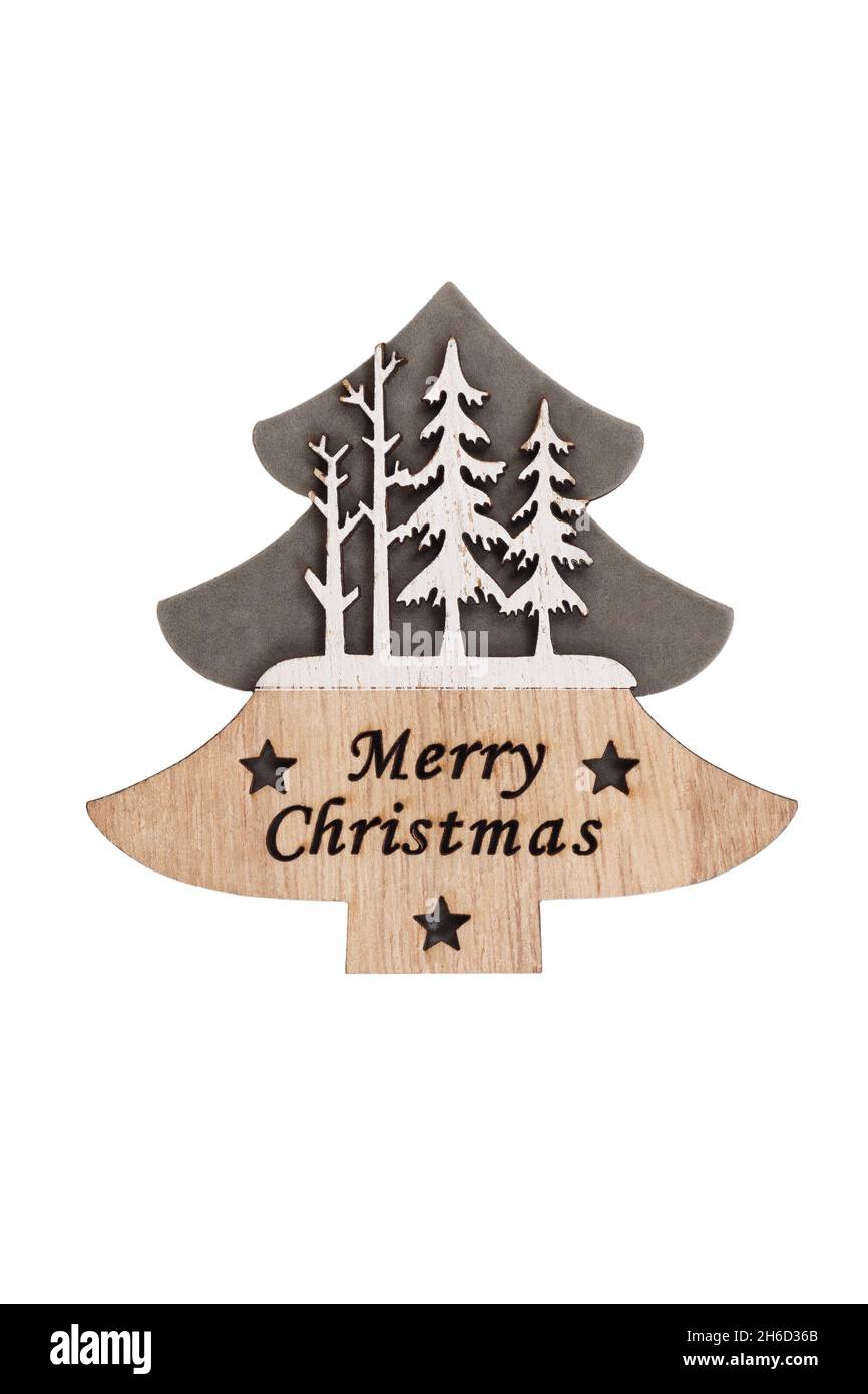 Stylized image of a Christmas tree made of wood and fabric Stock Photo