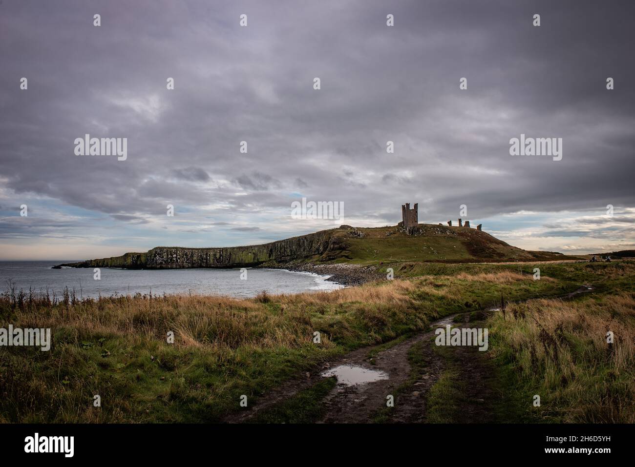 Dunstanburgh Castle on the Northumberland coast, UK Stock Photo