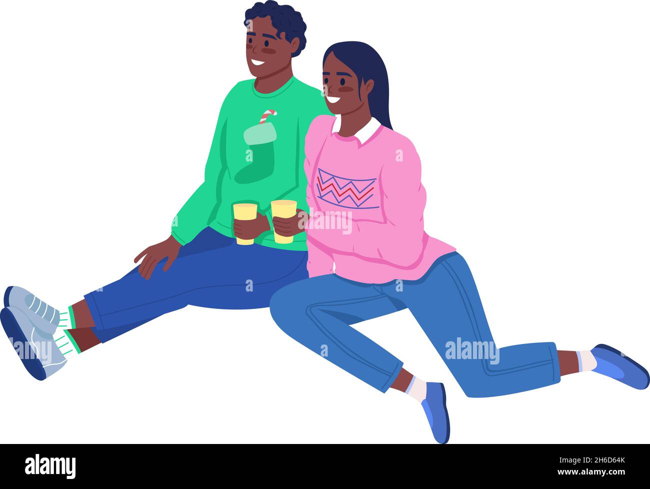 Couple together at festive party semi flat color vector characters ...