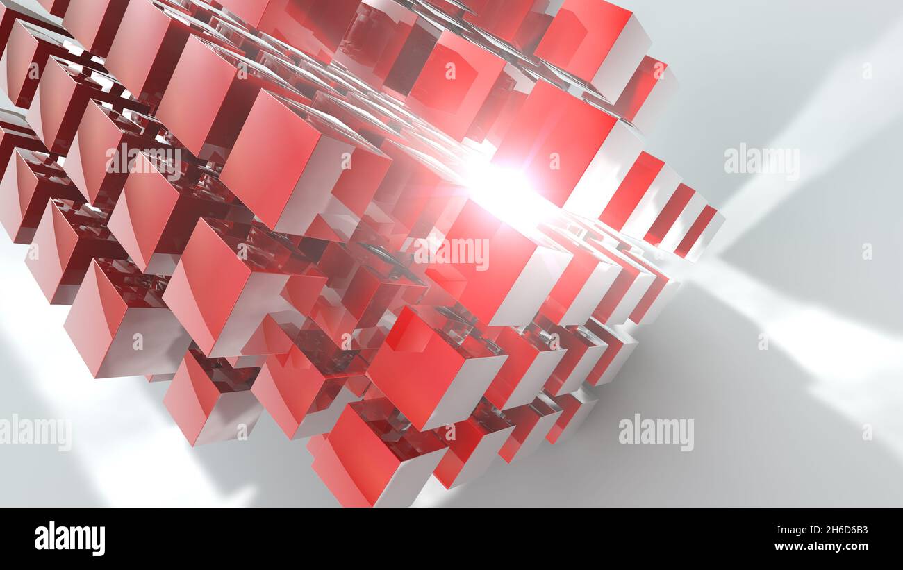 Illustration of red abstract background with squares Stock Photo - Alamy