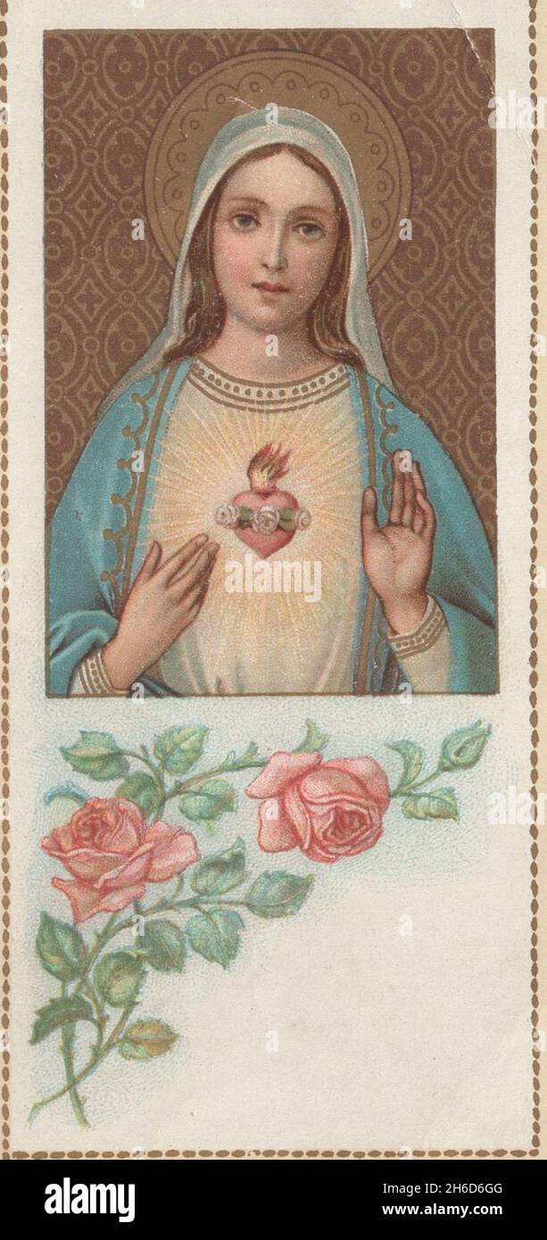 antique lithogrpah holy card Sacred Heart Of Mary - Sacred Heart Of ...