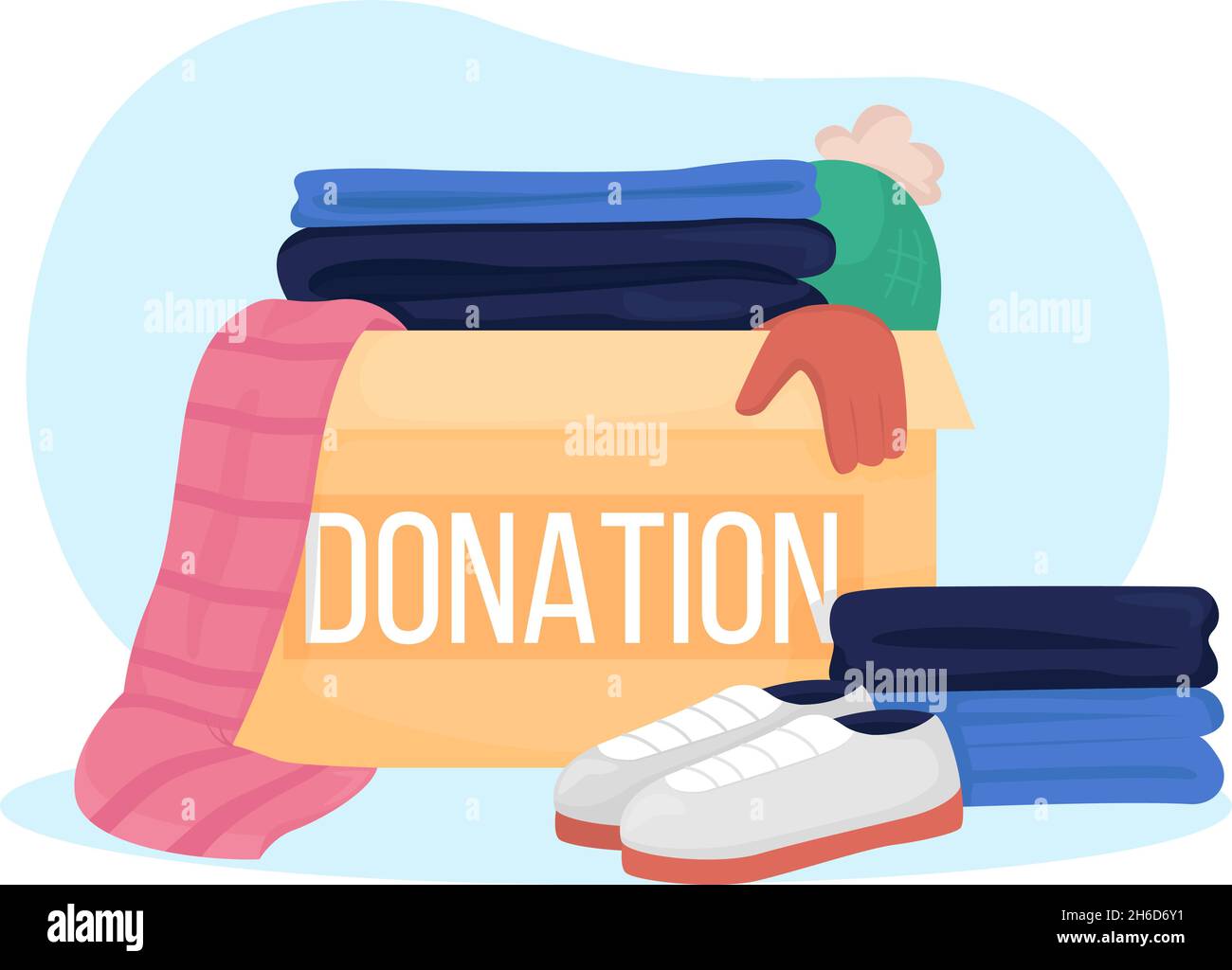 Clothing donation box 2D vector isolated illustration Stock Vector ...