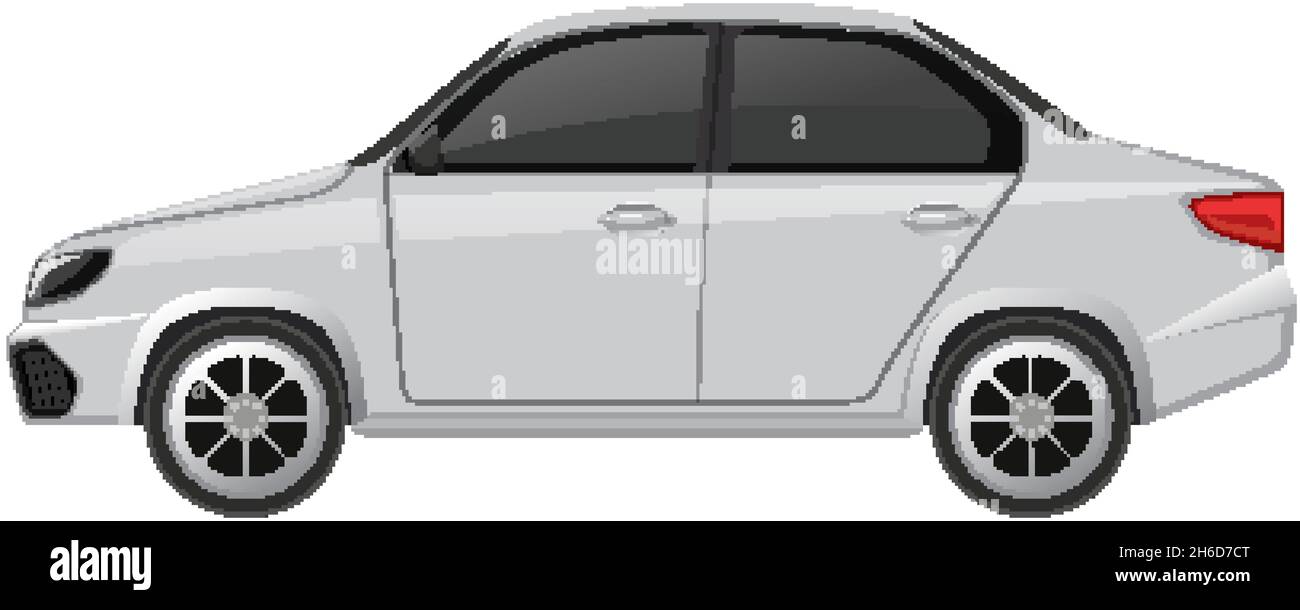 White sedan car isolated on white background illustration Stock Vector ...