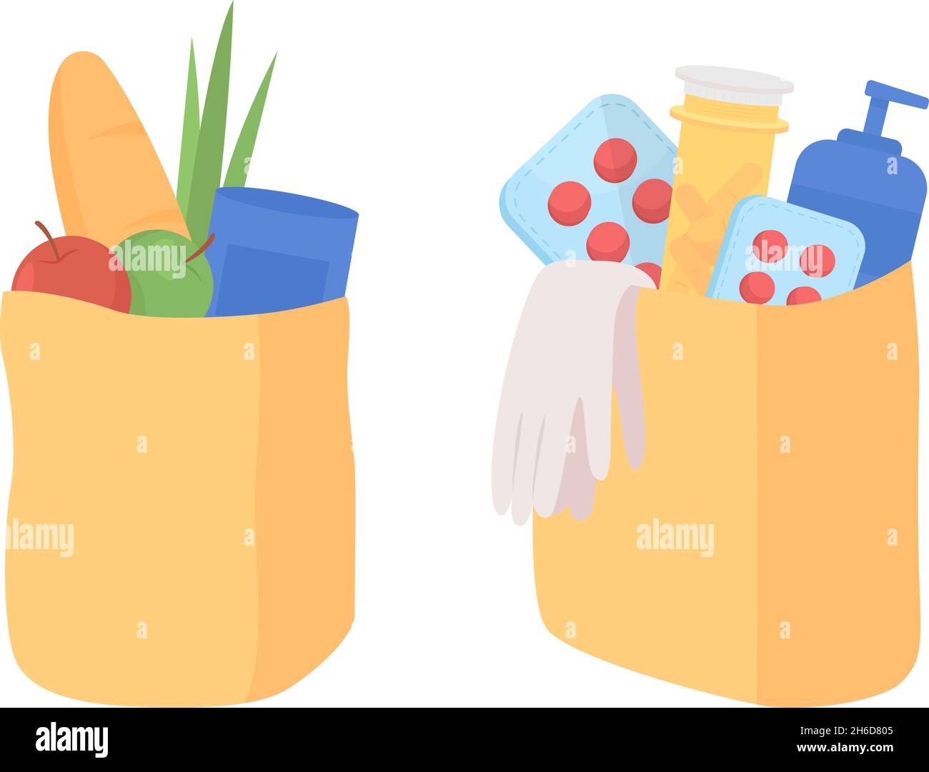 Donation bags semi flat color vector item set Stock Vector