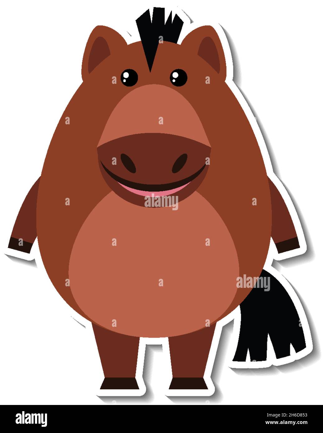Chubby horse animal cartoon sticker illustration Stock Vector