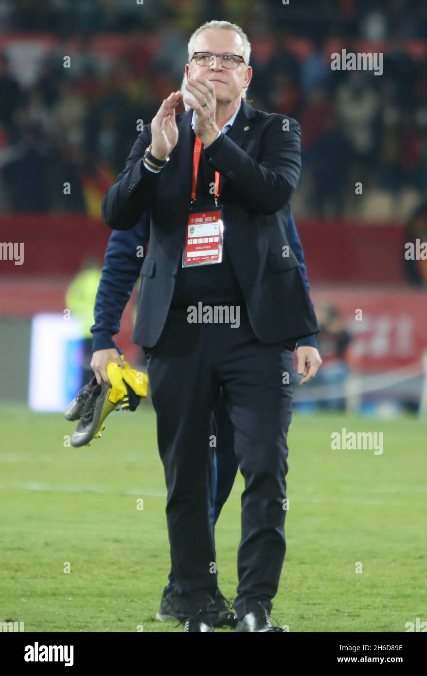 Coach Janne Andersson of Sweden during the FIFA World Cup 2022, Qualifiers Group B football match between Spain and Sweden on November 14, 2021 at La Cartuja stadium in Sevilla, Spain - Photo: Laurent Lairys/DPPI/LiveMedia Stock Photo