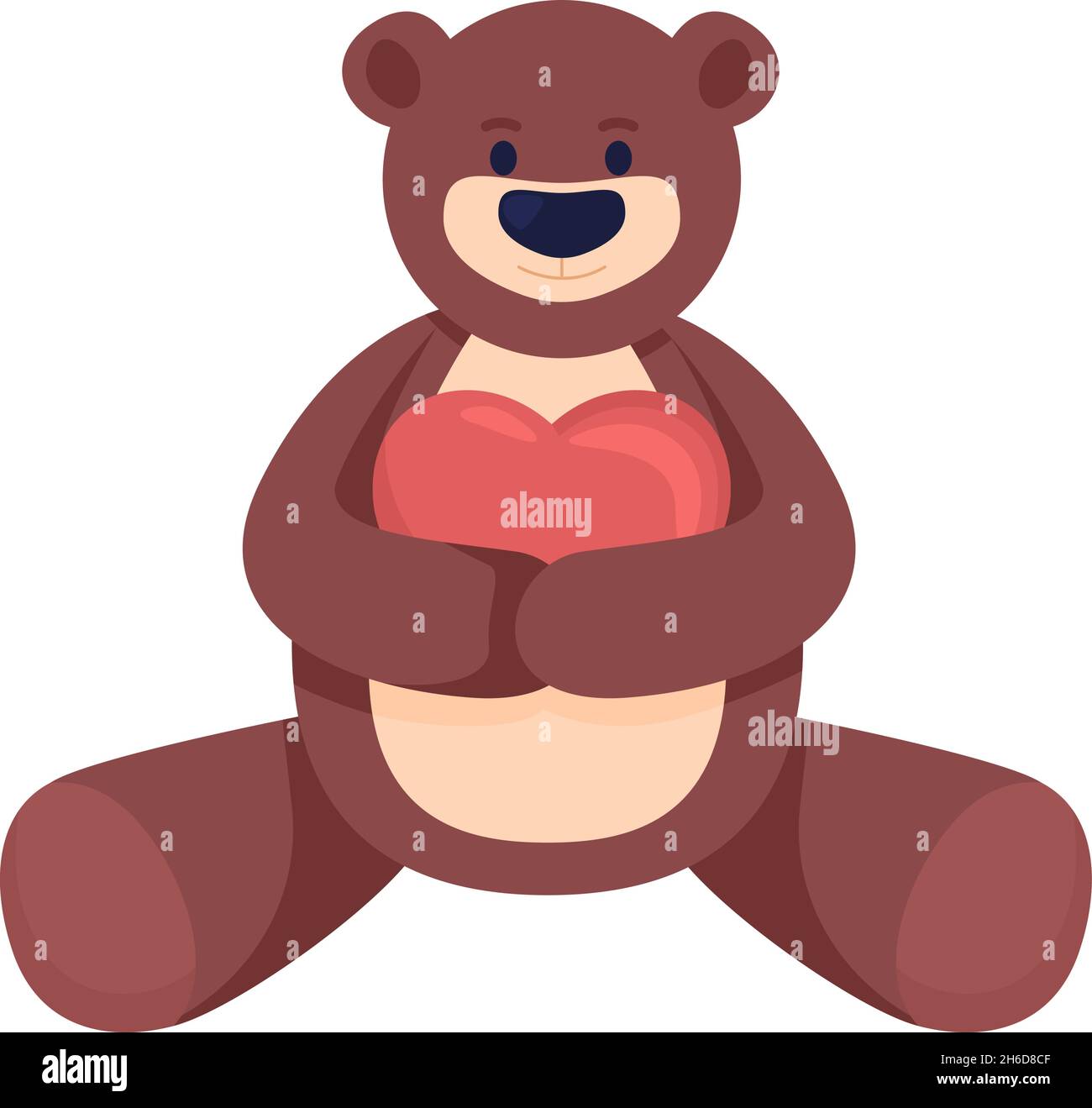 Plush bear with heart semi flat color vector item Stock Vector