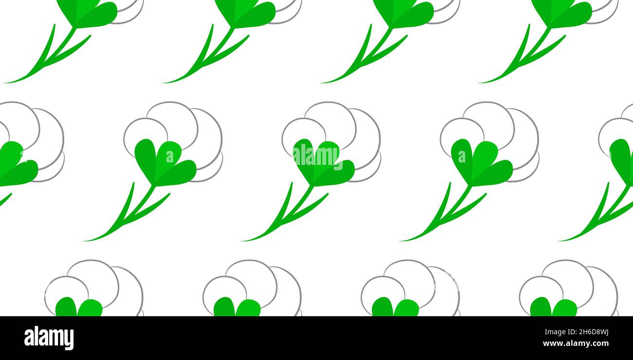 Seamless pattern with white flower, cotton pattern, textile design and packaging vector illustration Stock Vector