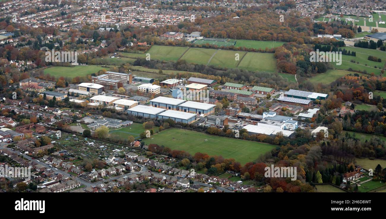aerial view of Hornbeam Park and Hornbeam Business Park, Harrogate, North Yorkshire Stock Photo