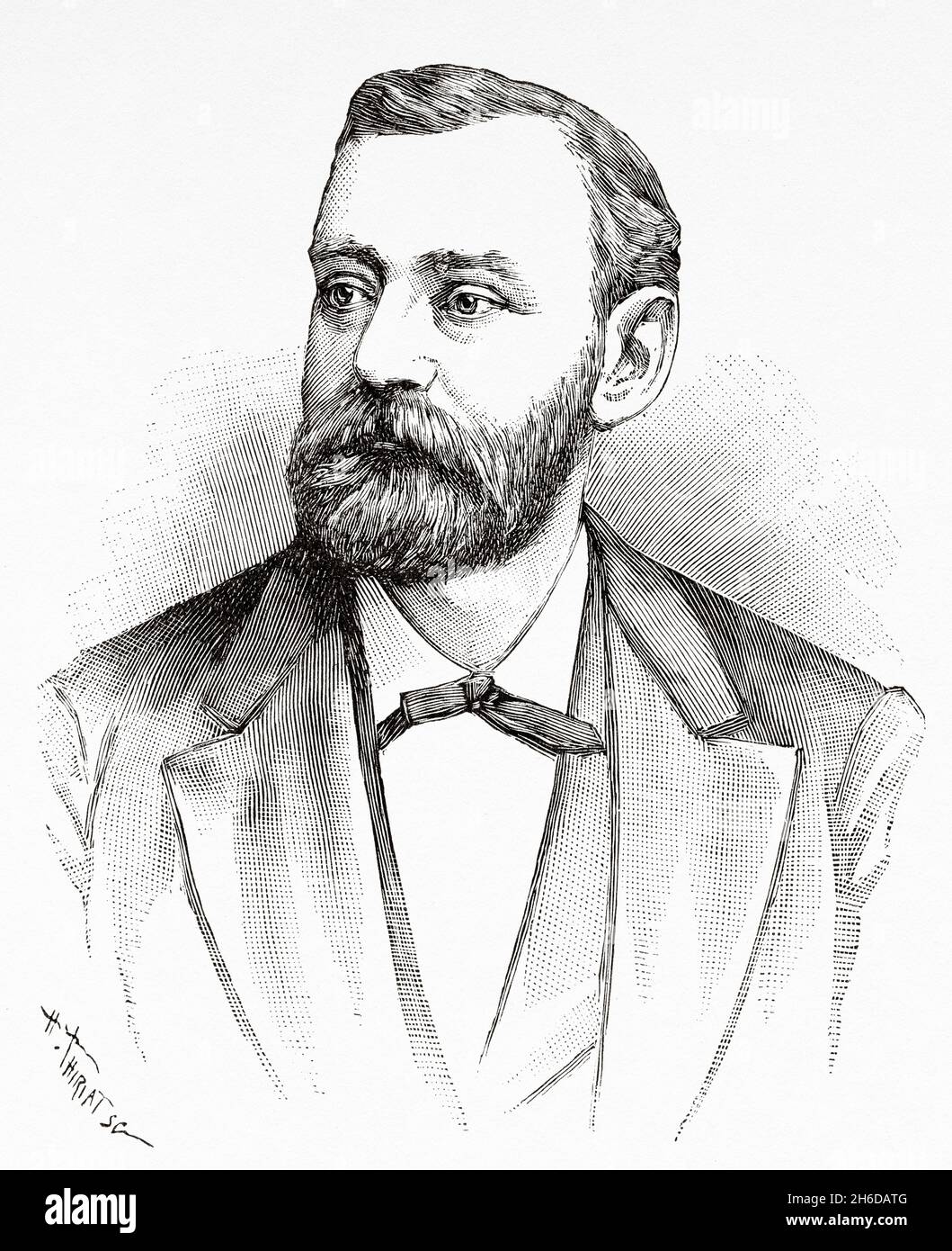 Portrait of Alfred Nobel (1833-1896) Swedish chemist and inventor. Old 19th century engraved illustration from La Nature 1897 Stock Photo