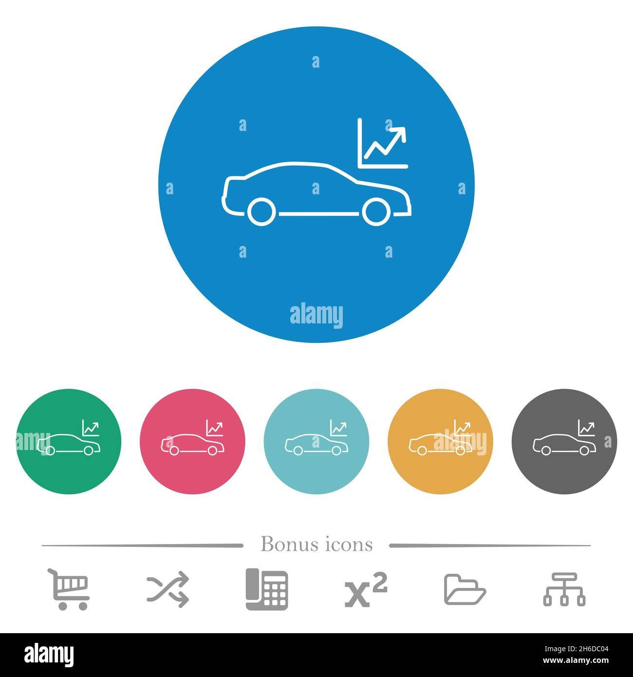 Car diagnostics outline flat white icons on round color backgrounds. 6 ...