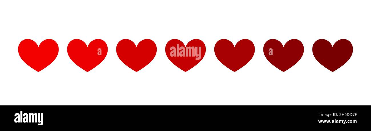 Hearts icons red color gradient. Vector illustation Stock Vector