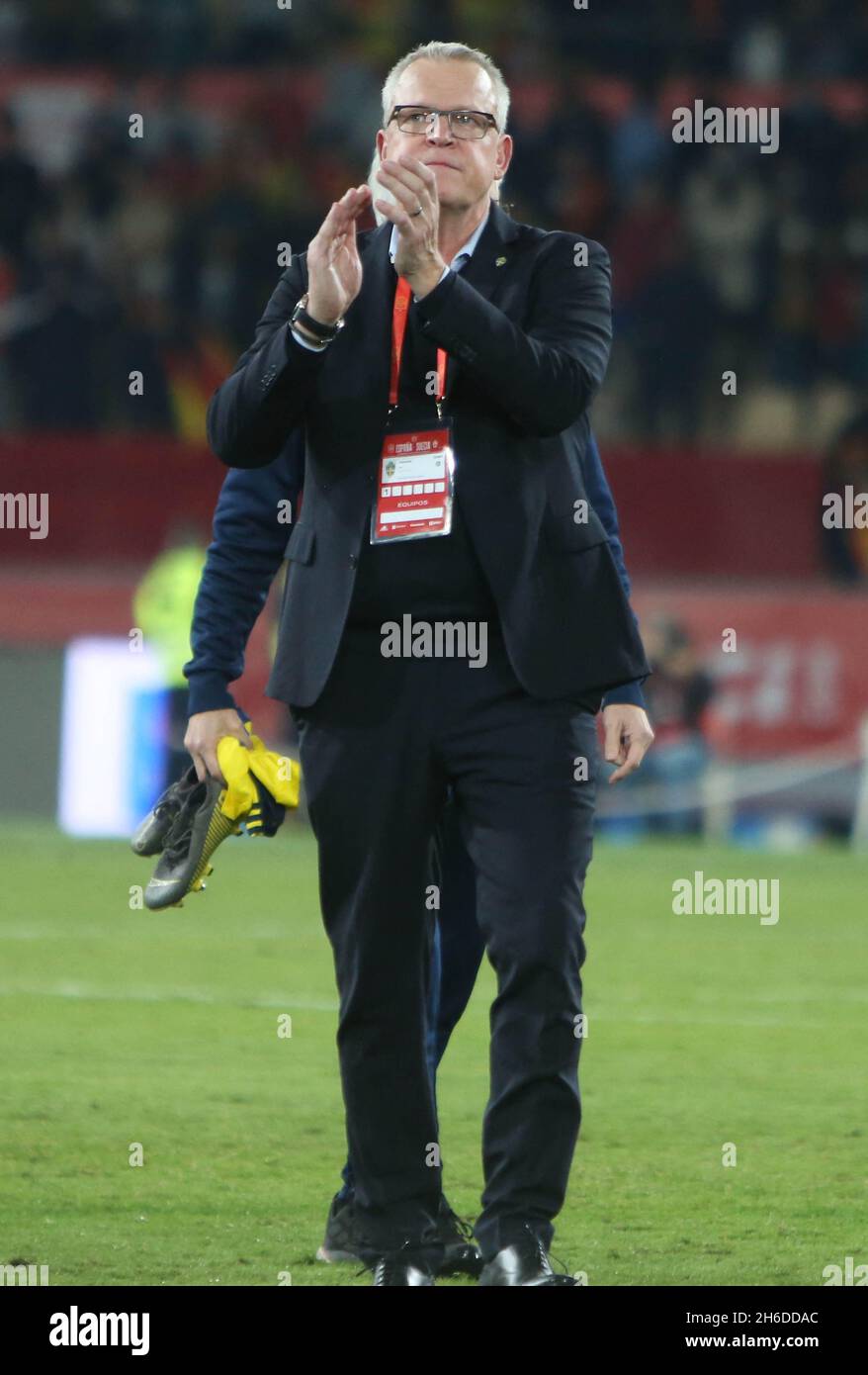 Coach Janne Andersson of Sweden during the FIFA World Cup 2022, Qualifiers Group B football match between Spain and Sweden on November 14, 2021 at La Cartuja stadium in Sevilla, Spain. Photo by Laurent Lairys/ABACAPRESS.COM Stock Photo