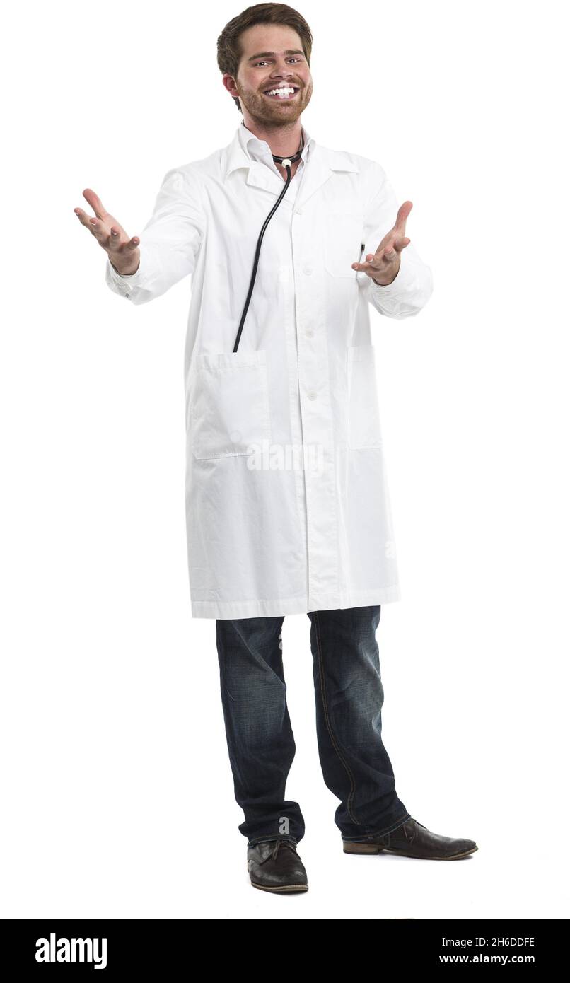 good-humored doctor, cutout Stock Photo