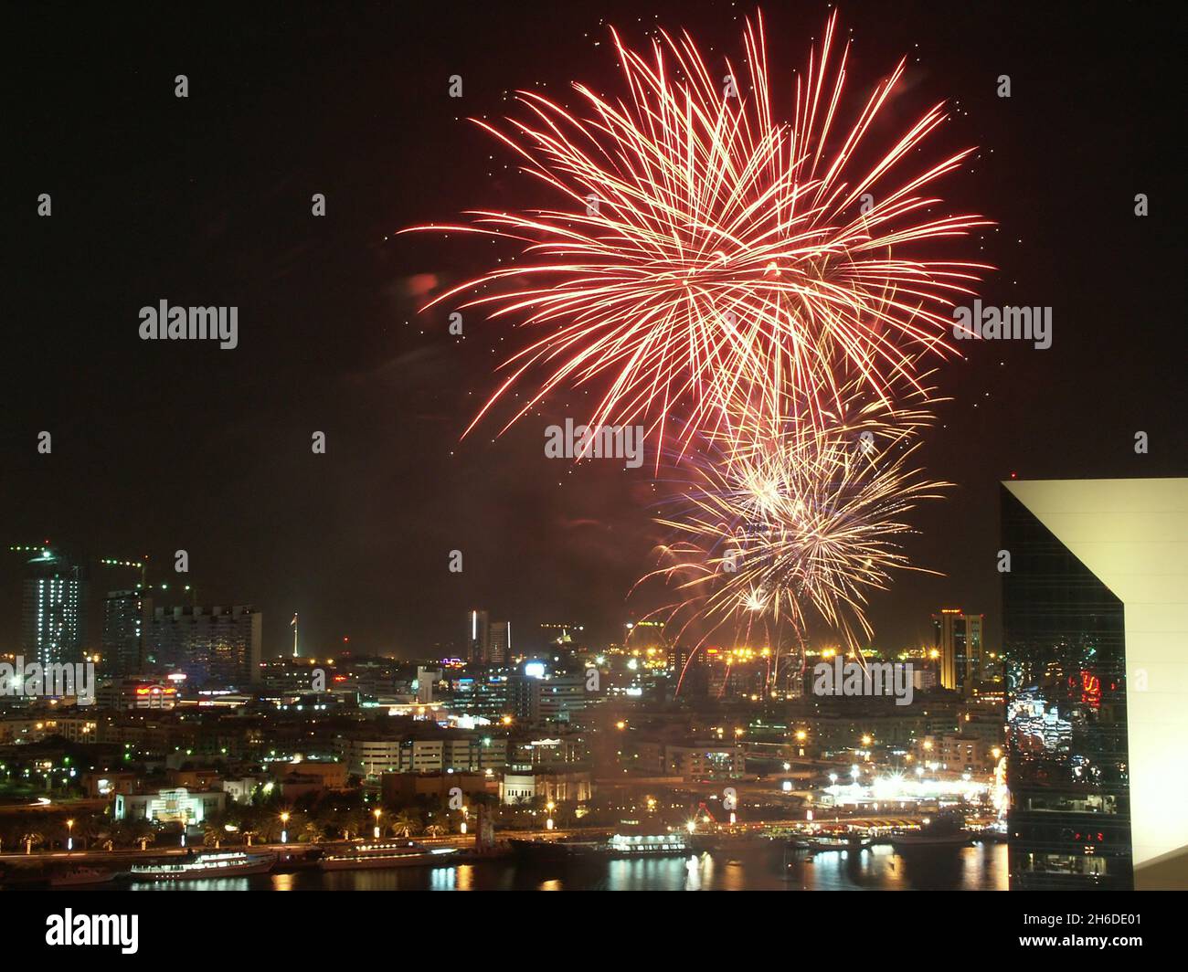 fireworks over Dubai, United Arab Emirates, Dubai Stock Photo