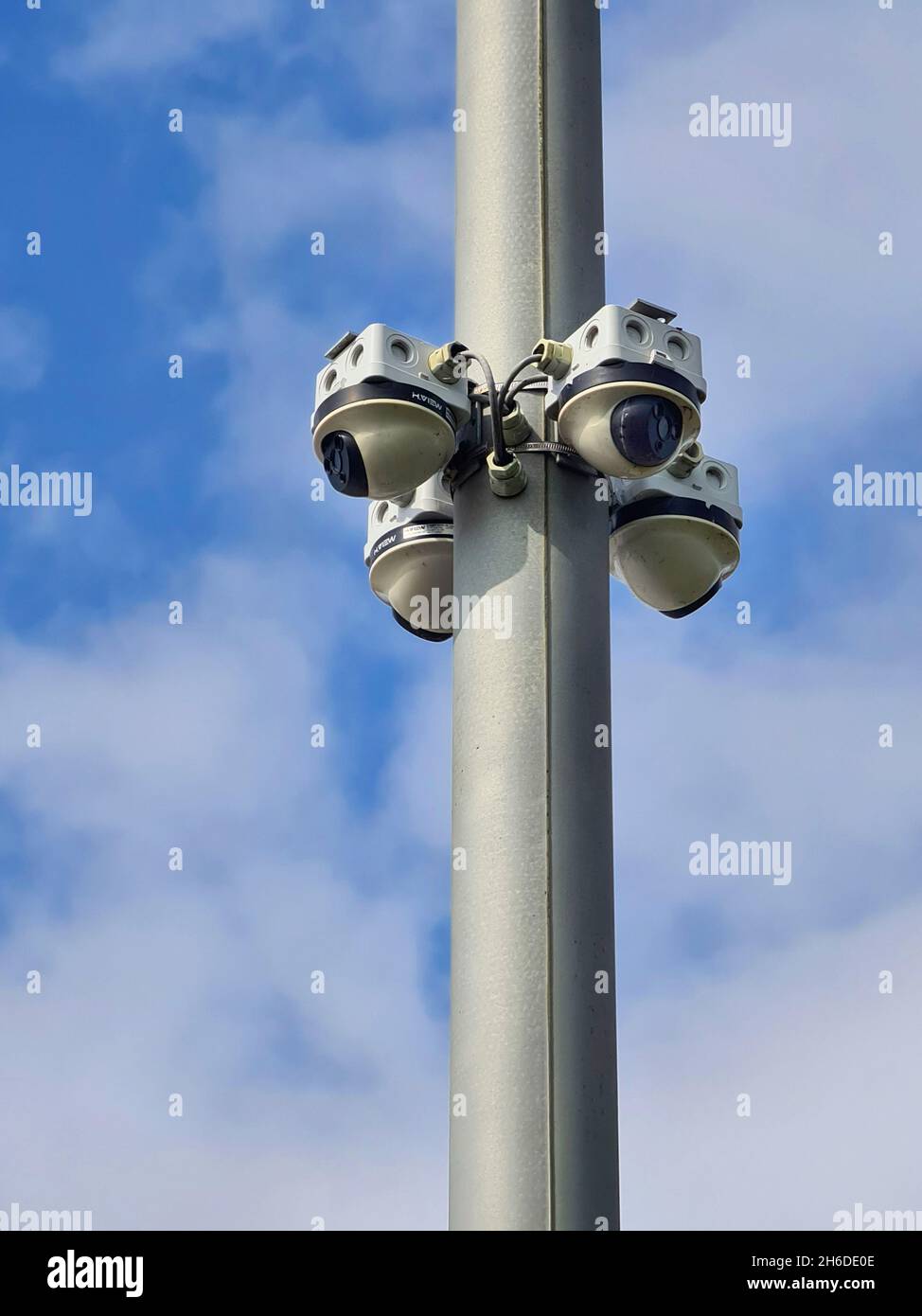 pole with security cameras, Netherlands Stock Photo