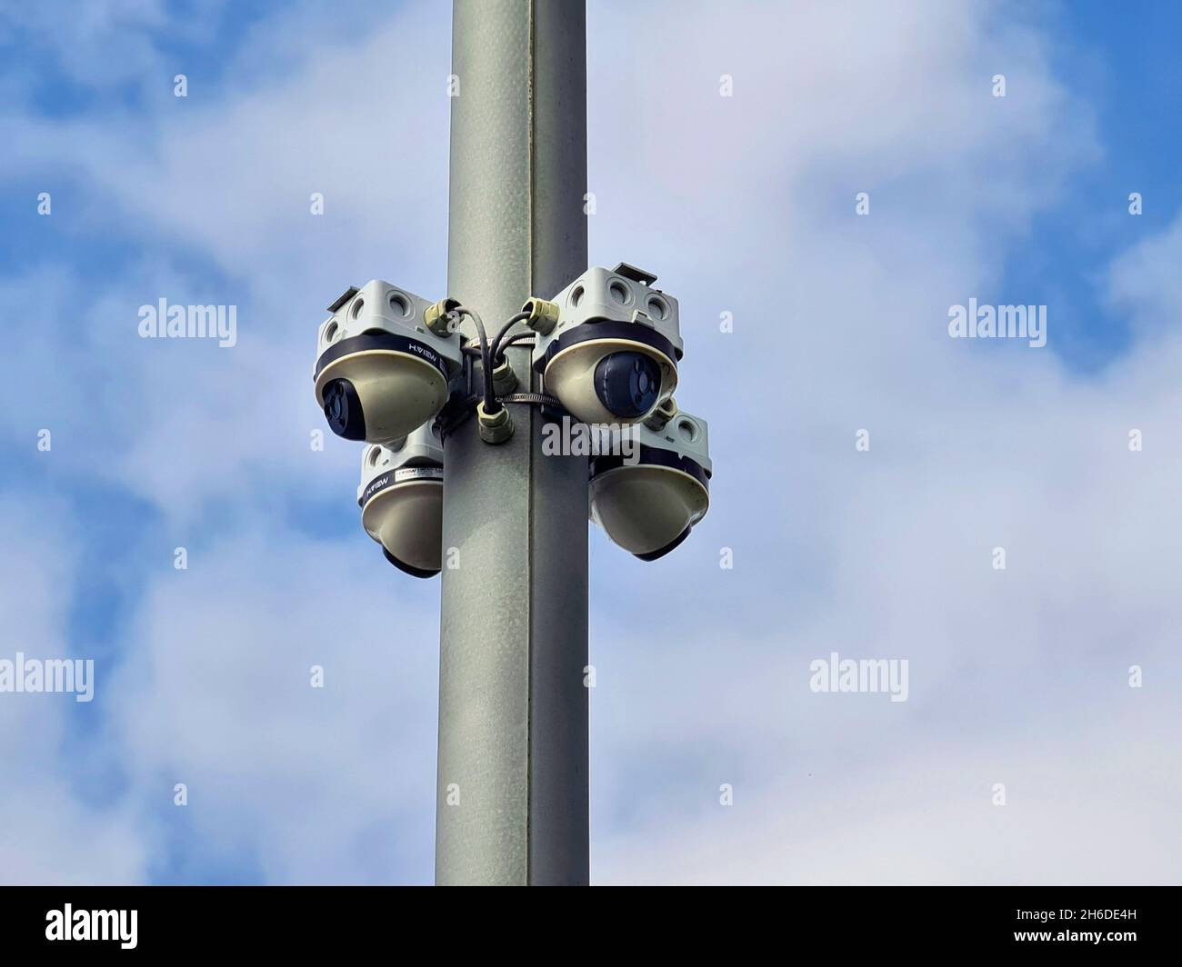 pole with security cameras, Netherlands Stock Photo
