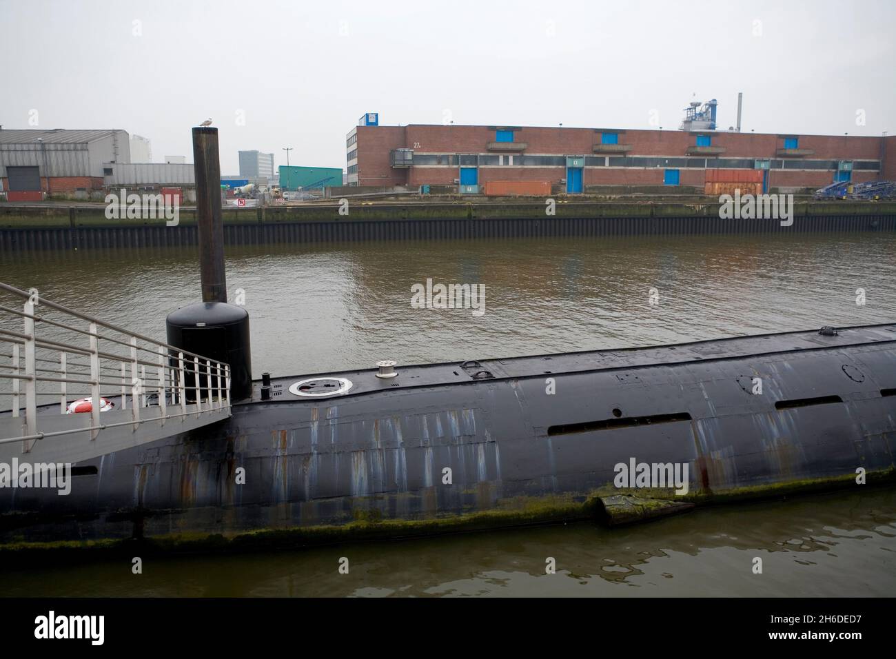 U-434, Soviet submarine as a museum ship in the Port of Hamburg, Germany, Hamburg Stock Photo