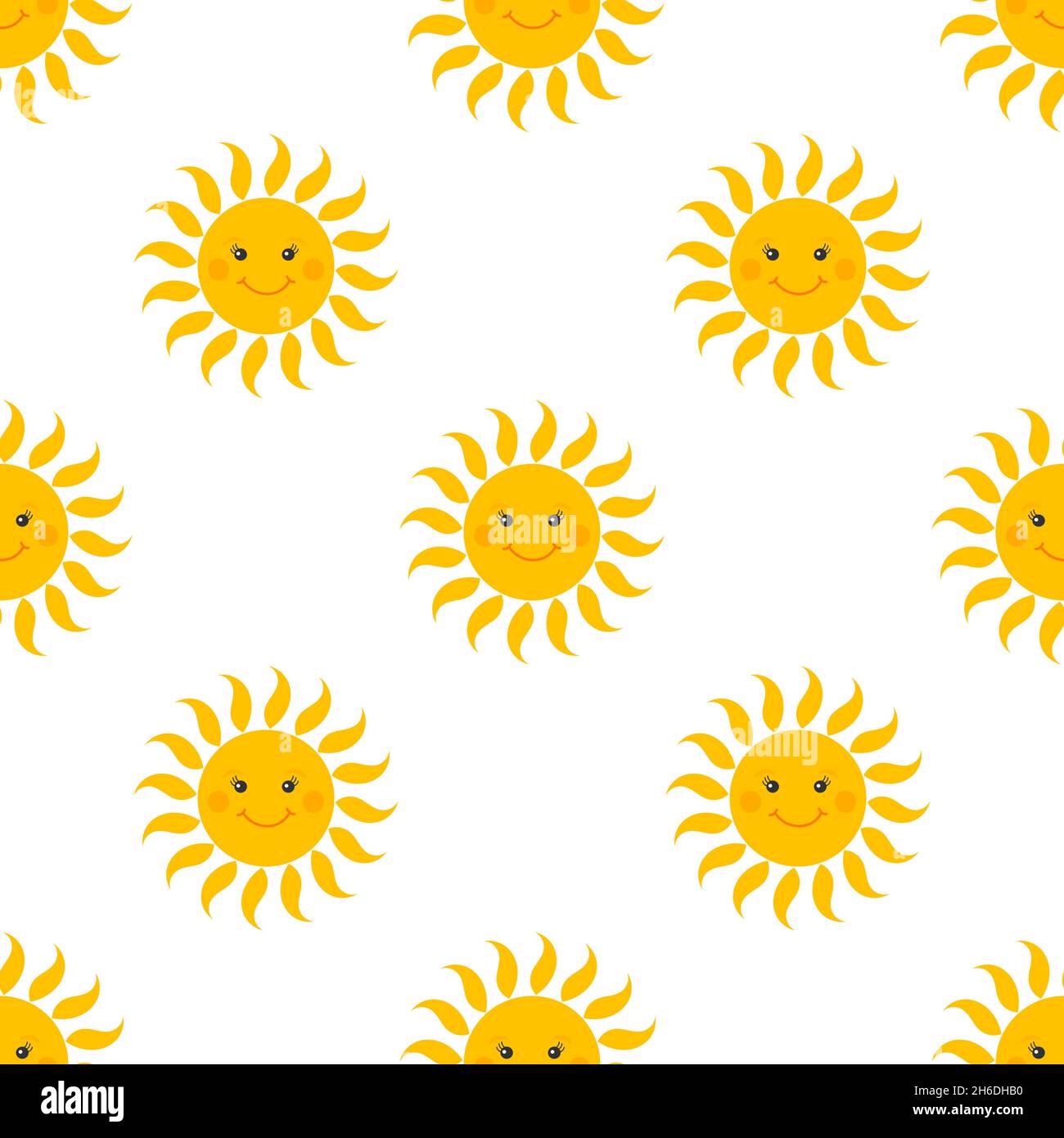 Smiling suns seamless pattern. Suns background. Vector illustration. Stock Vector