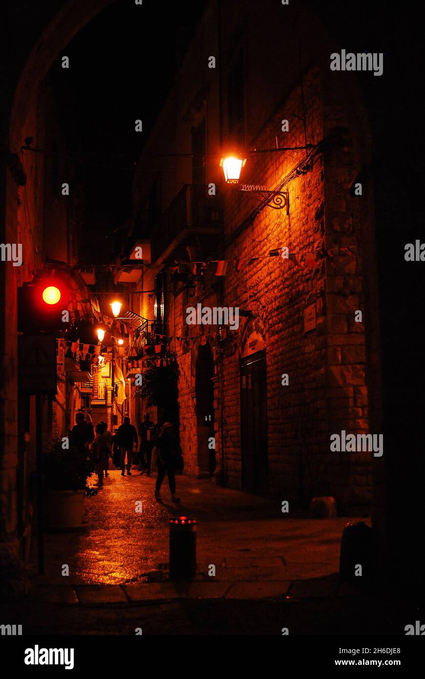 Bari streets in historical center in the night Stock Photo