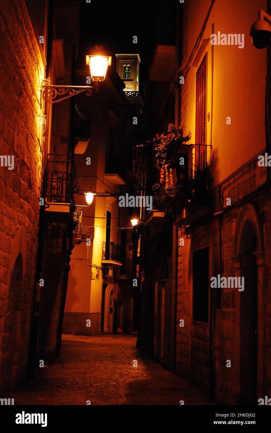 Bari streets in historical center in the night south Italy Stock Photo