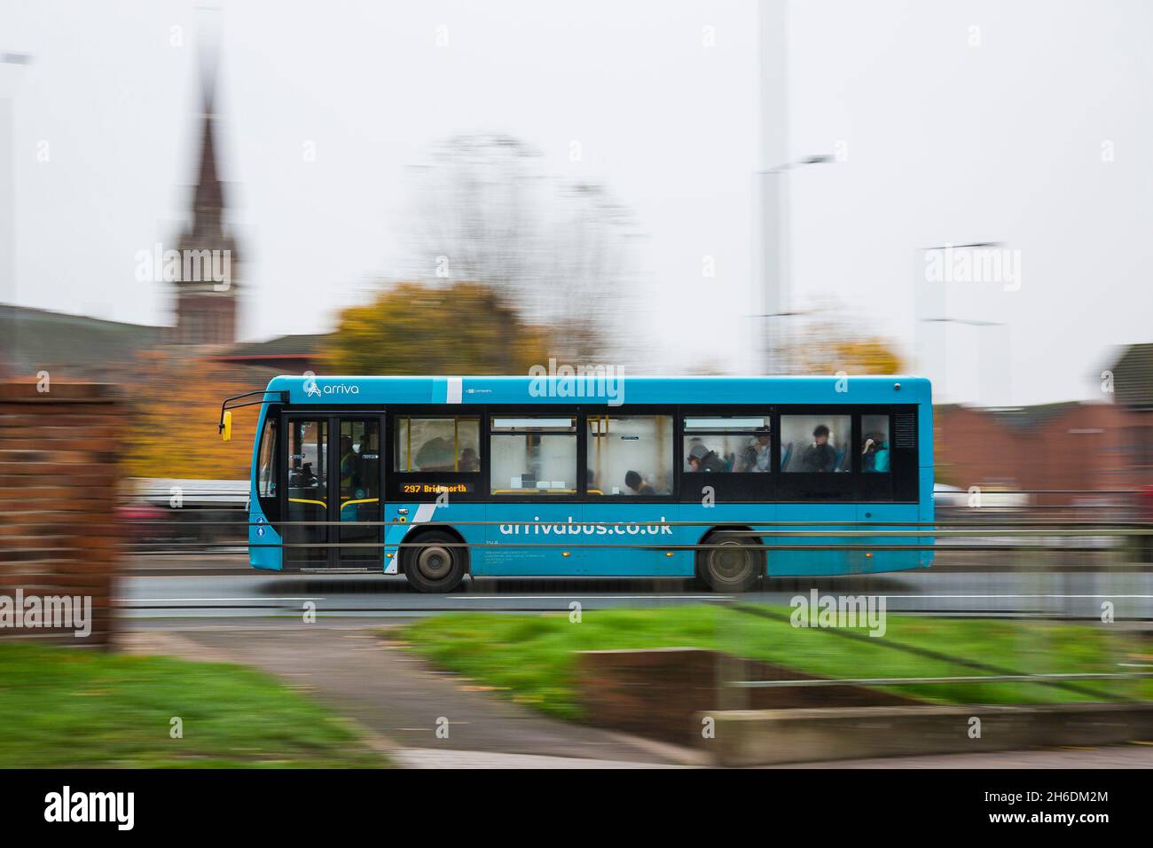 Speeding bus with background motion blur Stock Photo