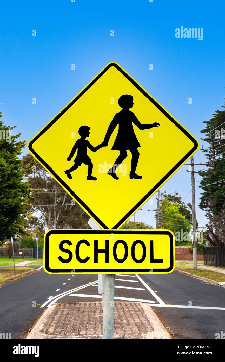 School crossing sign on the street Stock Photo Alamy