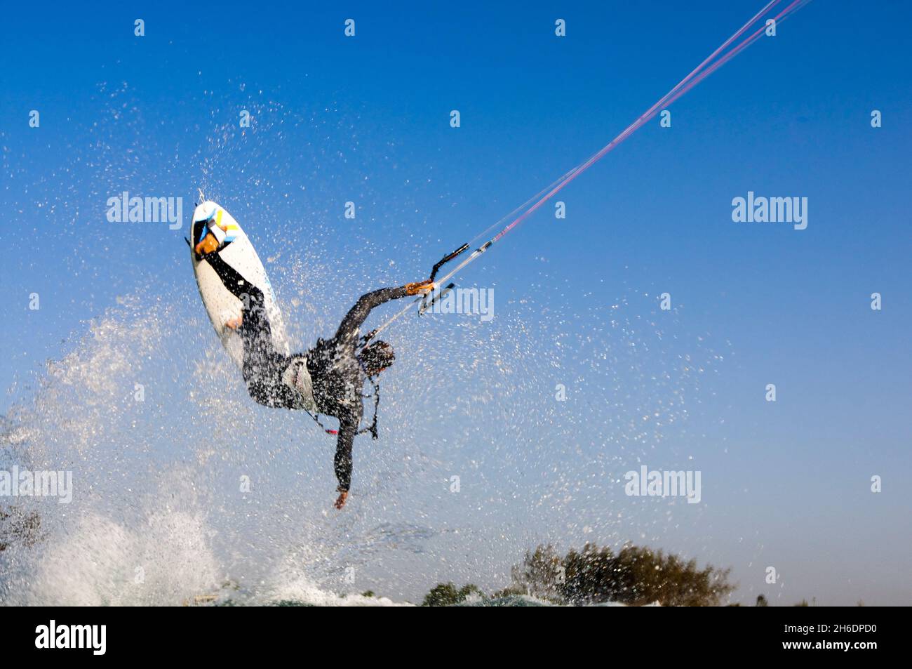 Kitesurfing in the Mediterranean sea Photographed from within the water Stock Photo