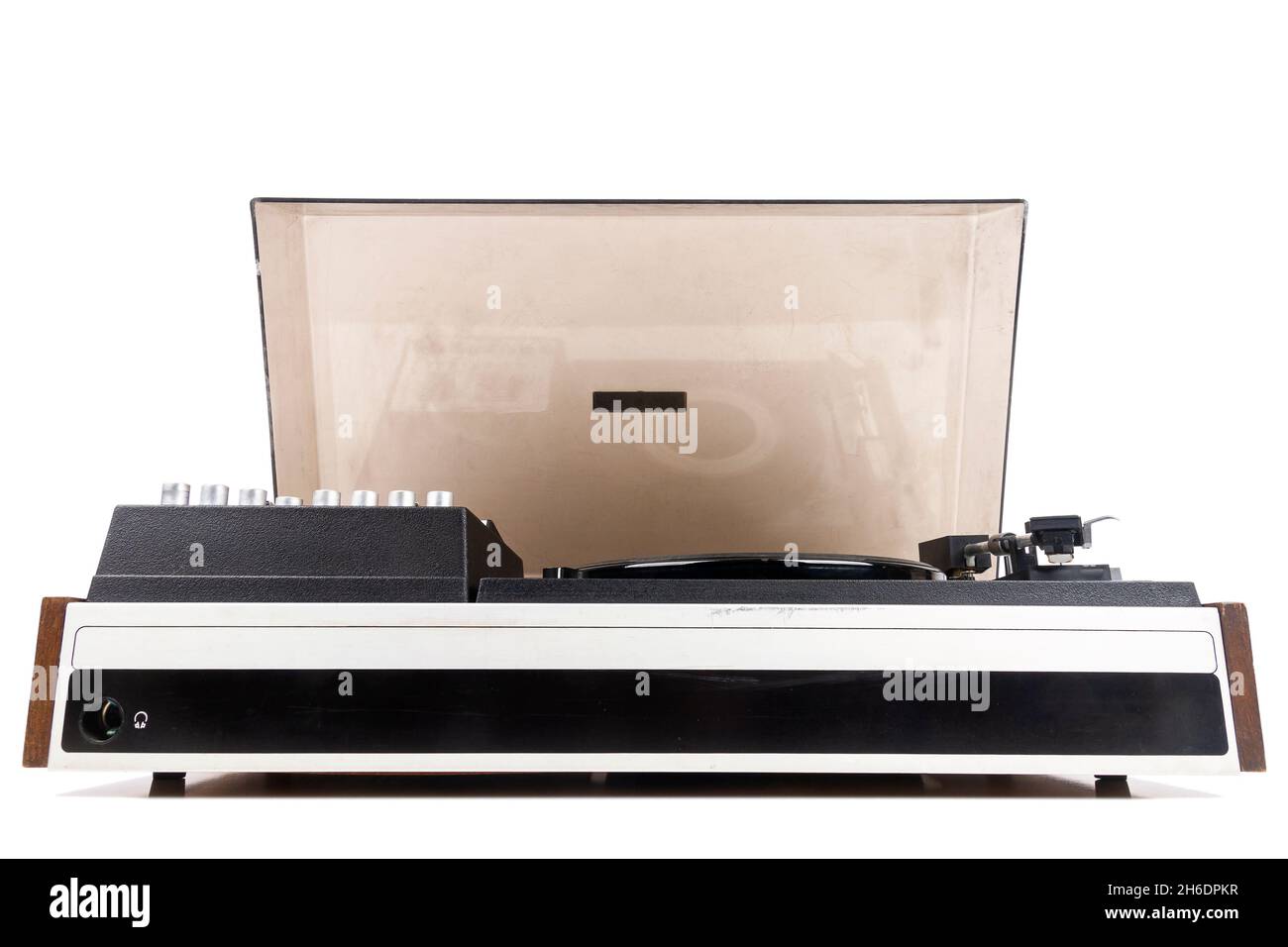 Vintage turntable record player isolated on white background Stock ...