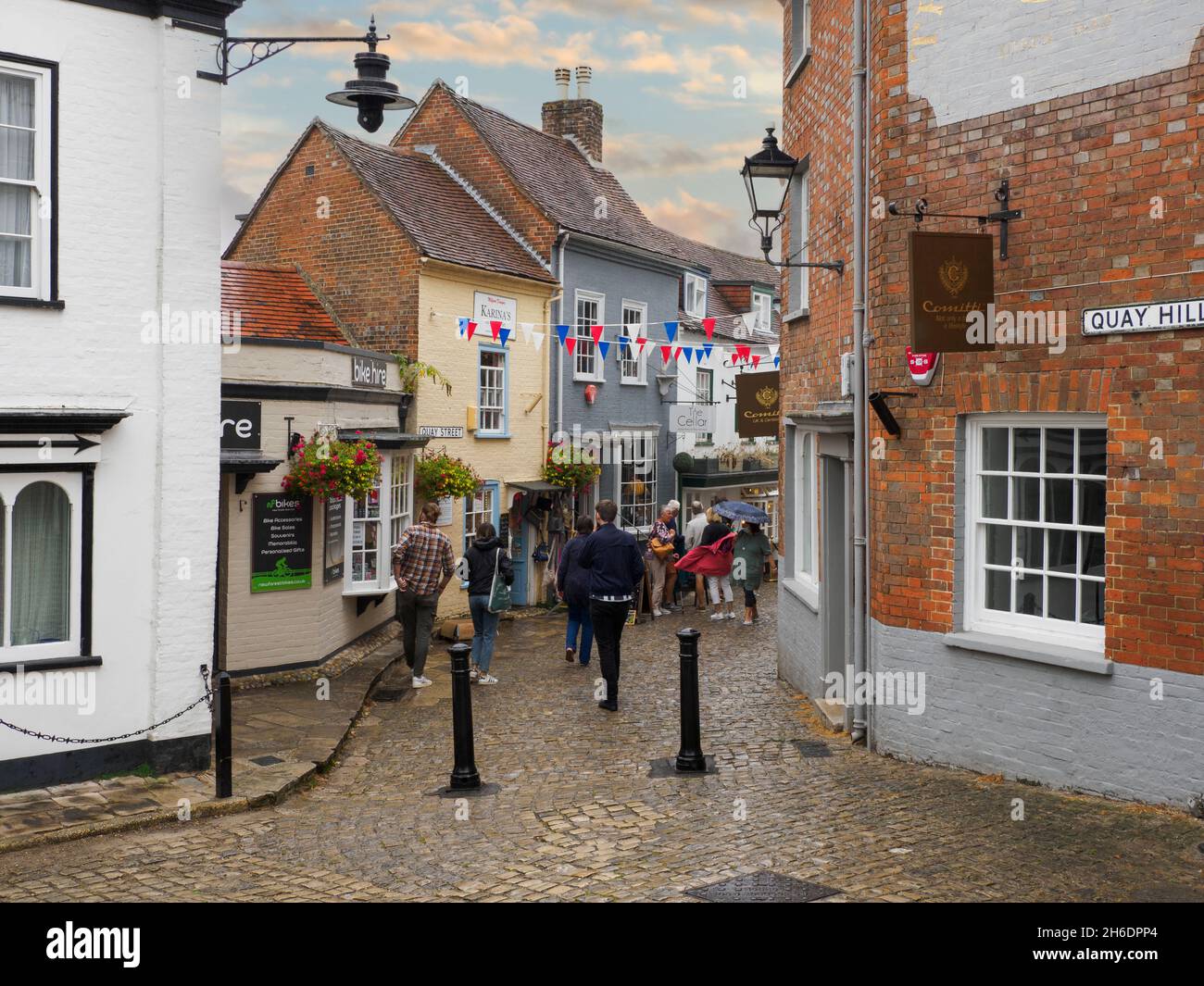 Quay Street leading to the harbour, Lymington, Hampshire, UK Stock Photo
