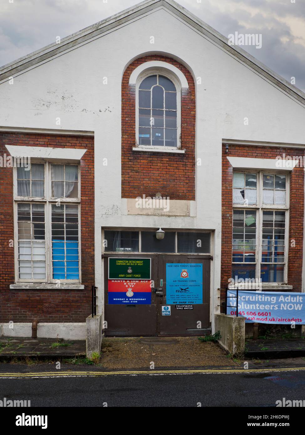 Old run down building used by the ACF and ATC, Lymington, Hampshire, UK Stock Photo