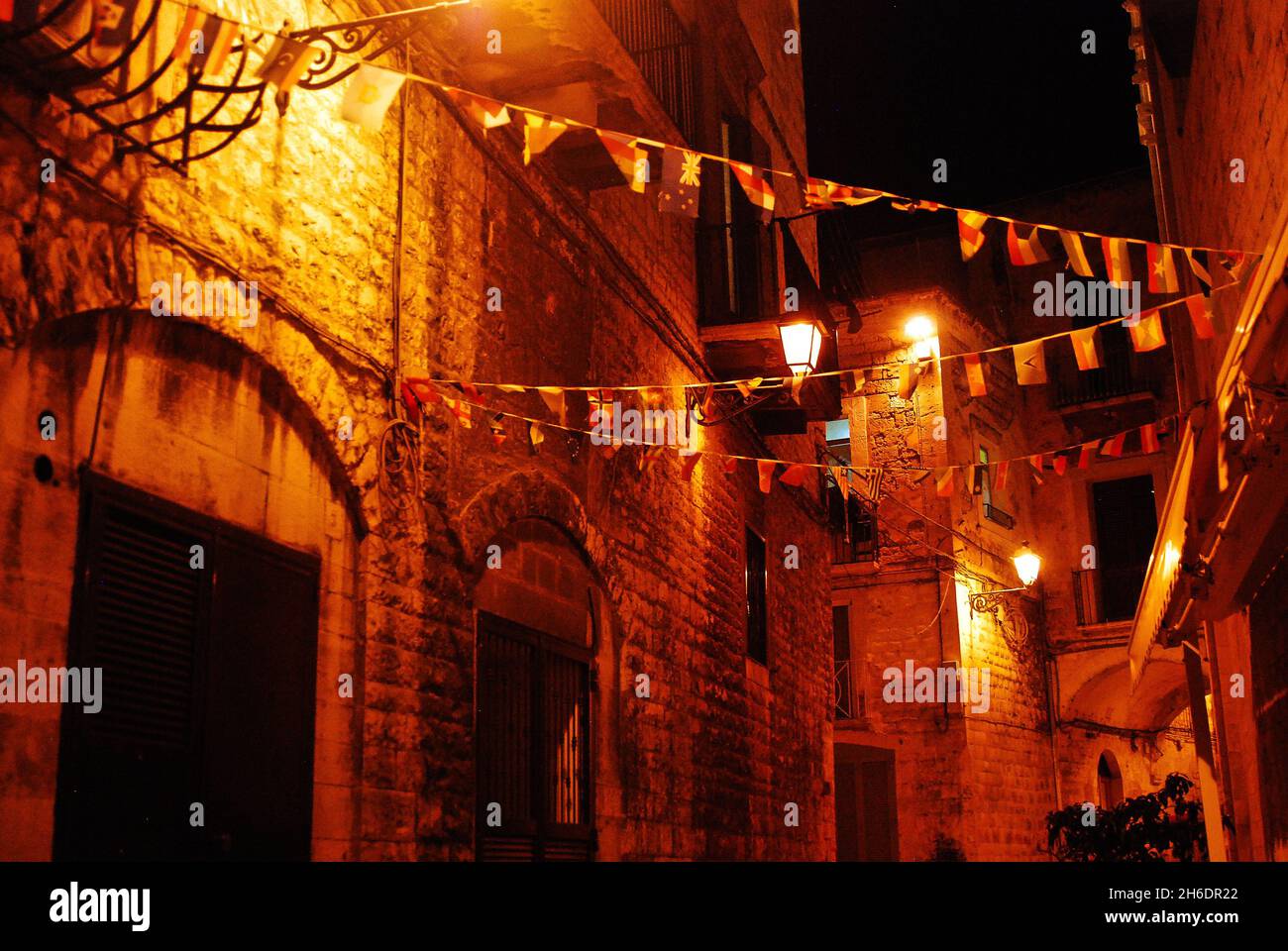 Italy Apuglia histrical center streets in Bari in the night Stock Photo