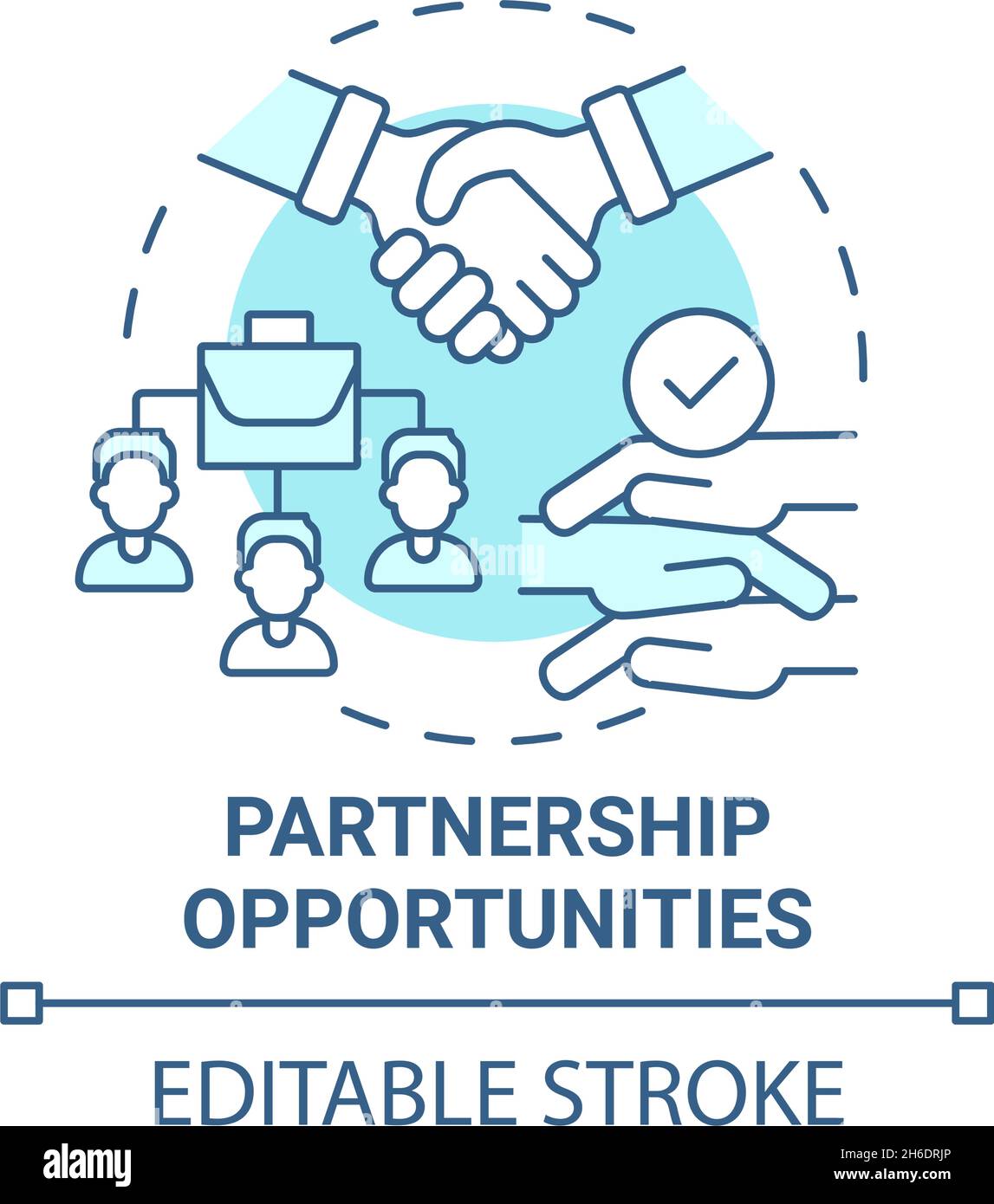 Partnership opportunities blue concept icon Stock Vector
