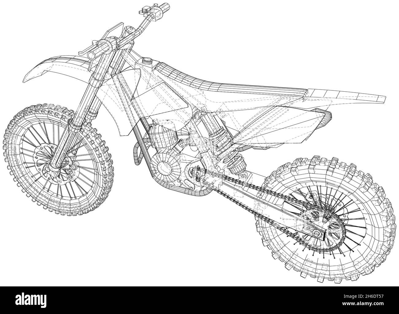 Silhouette of motorbike on a white background. EPS10 format. Vector created of 3d Stock Vector