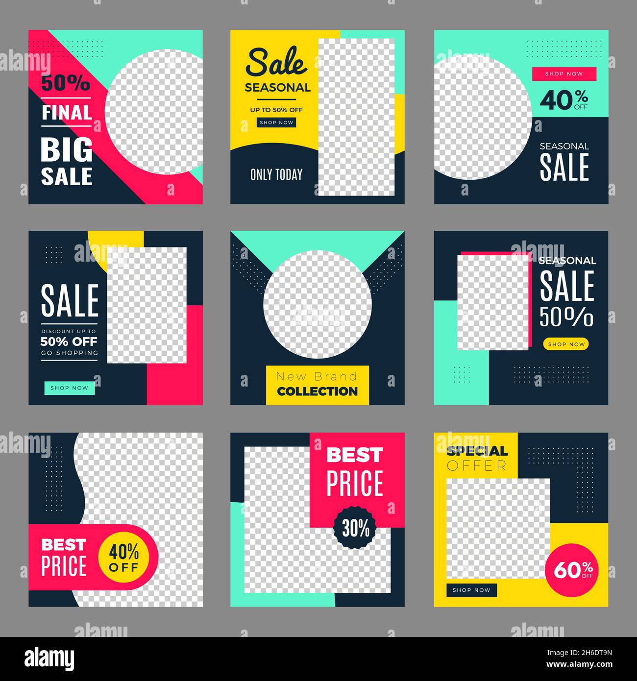 Social media banners. Promotion discount frames templates brochures in