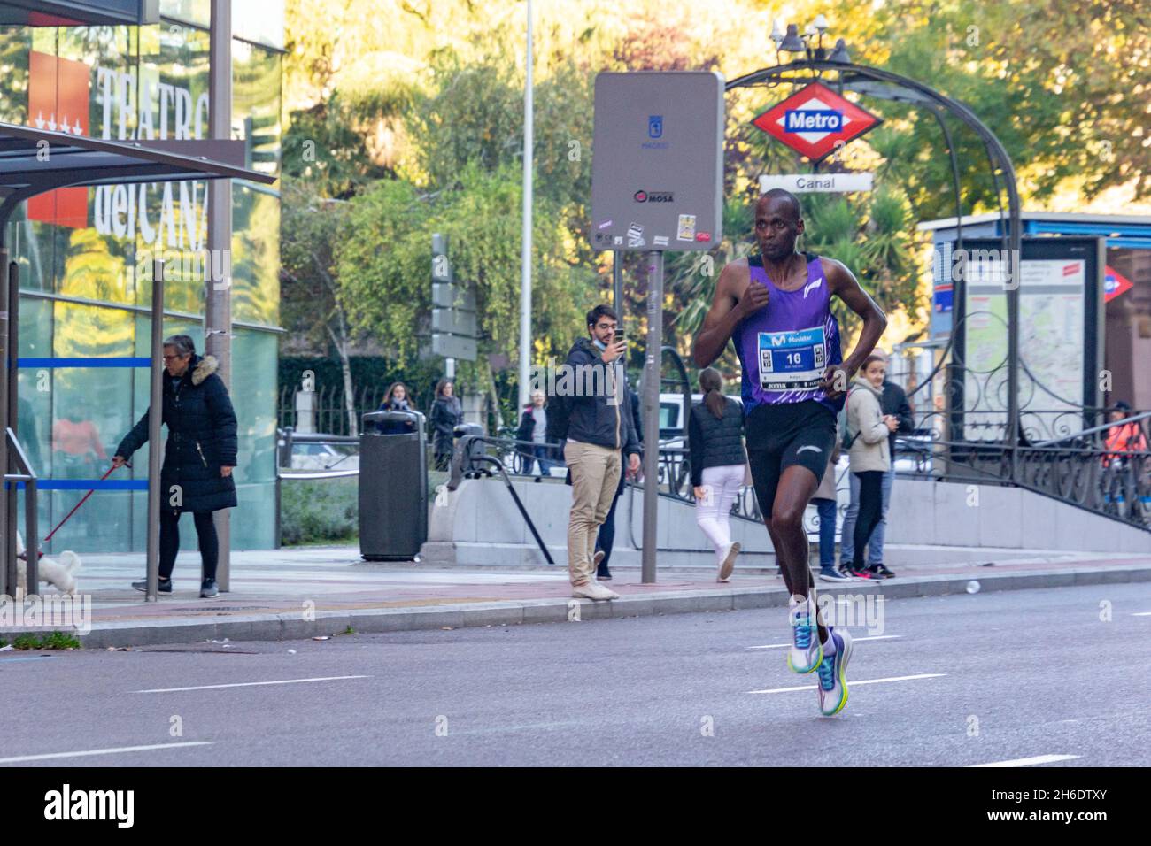 Professional athletes running the Movistar Half Marathon of Madrid