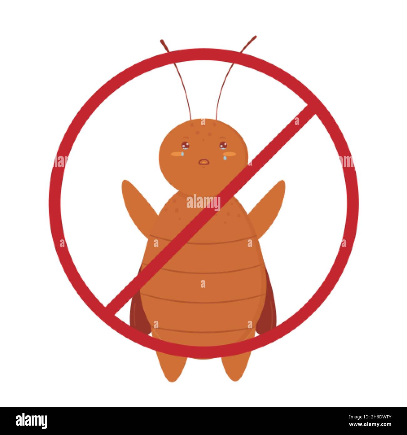 Cute cartoon cockroach crying. art No insects Stock Vector
