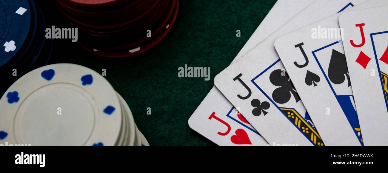 web banner poker game table, four jacks Stock Photo