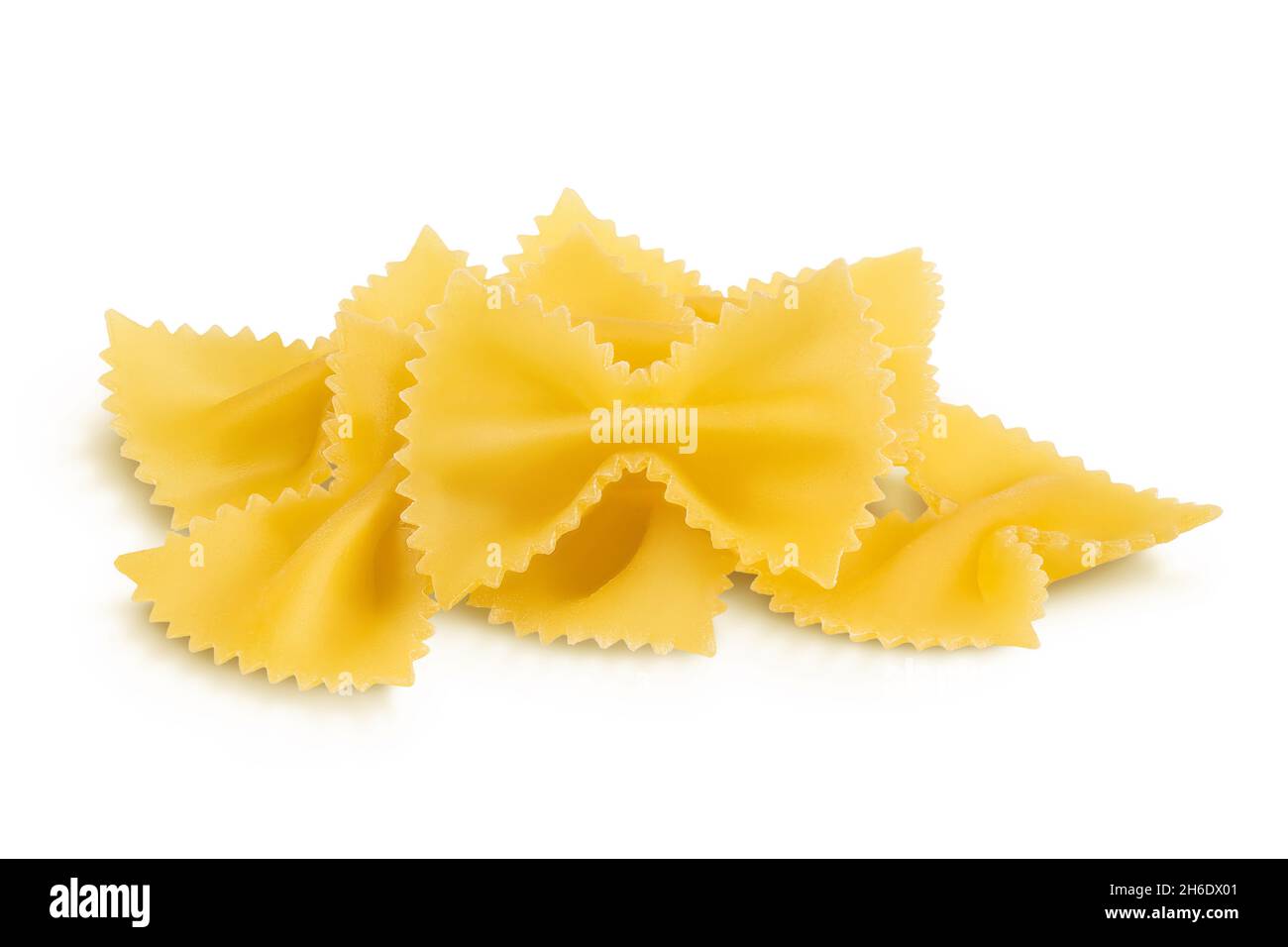 Bow tie pasta isolated on white background with clipping path and full