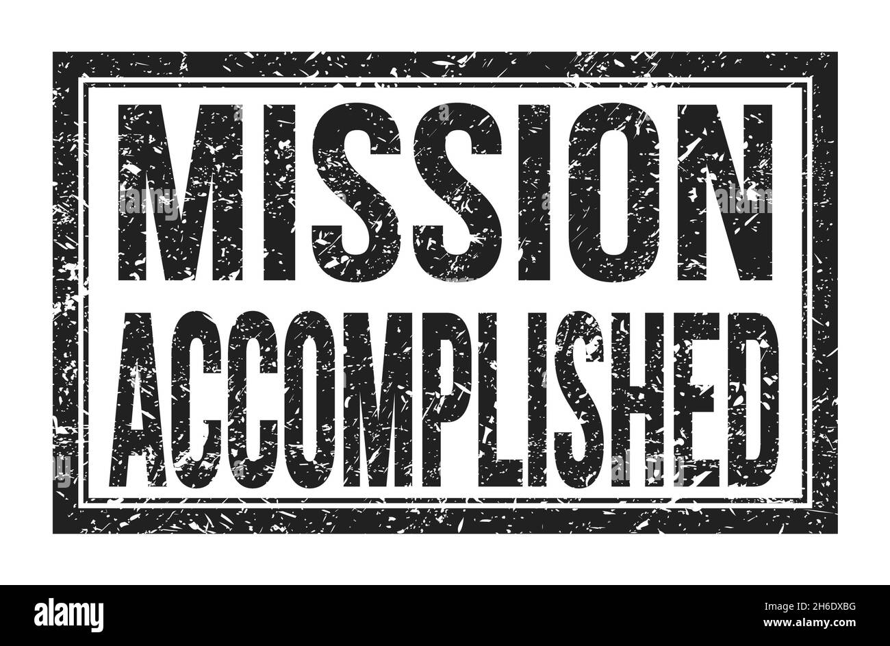 MISSION words written on black rectangle stamp sign Stock